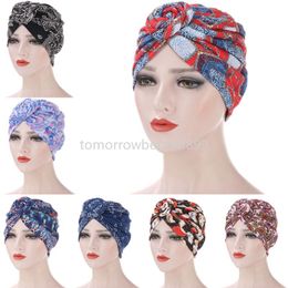 African Pattern Hat Women Indian Turban Knot Beanies Print Chemo Cap Cancer Hats Muslim Inner Hijab Hair Loss Headscarf Skullies