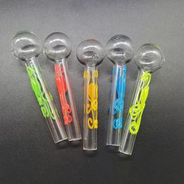 10cm Luminous Pyrex glass oil burner Pipe Smoking Accessories thick tube Ball octopus Trash Sign water bongs Dab Rigs Hookah