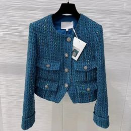 Chan Home New Women’s Brand Jacket OotD Designer Fashion Attend Winter Winter Classic Tweed Coat Overcoat الترفيه