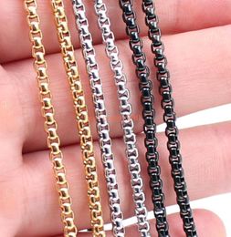 Whole 5pcs Jewellery wide 3mm Box Rolo Chain Necklace Stainless Steel Fashion Men039s Women Jewellery Silver gold black 18 4296620