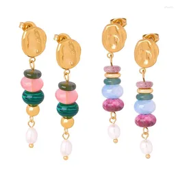 Dangle Earrings Luxury Original And Funny Pearl Beads Boho Piercing Ear Women's Stainless Steel Jewellery Trend 2024