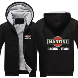 Men's Hoodies Martini Racing Printed Winter Jacket Thicken Zipper Hooded Sweatshirt Outwear Warm Coat Male Casual Clothing