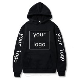 Custom / Text Hoodie Autumn Winter Fleece Thick Hooded Sweatshirt Male Long Sleeve Pullover Tops DIY Couple Hoodie S~4XL 240103