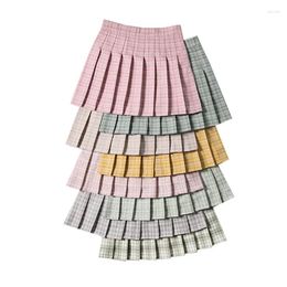 Skirts Plaid Pleated Women High Waist A-Line Mini Skirt Preppy Style Ladies Girls Dance Sweet Cute Female Short