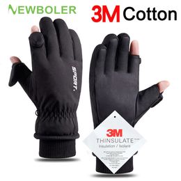 Men Winter Waterproof Cycling Gloves Outdoor Sports Running Motorcycle Ski Touch Screen Fleece Gloves Non-slip Warm Full Fingers 240104