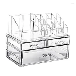 Storage Boxes Clear Makeup Organiser Plastic With 3 Drawers Removable Of Top Lipstick Holders Enhance Your Vanity Bathroom Dresser