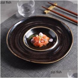 Dishes Plates Retro Irregar Ceramic Dessert Plate Restaurant Thick Soup Snack Dish Molecar Cuisine Display Specialty Tableware Dro Dhhbg