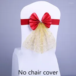 Chair Covers Bowknot Cover Back Flower Wedding Yarn Bow Gold Elastic Decoration Sashes Home Decor