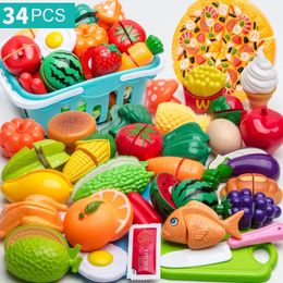Pretend Play Set Plastic Food Toy DIY Cake Toy Cutting Fruit Vegetable Food Pretend Play Toys For Children Educational Gift 240104