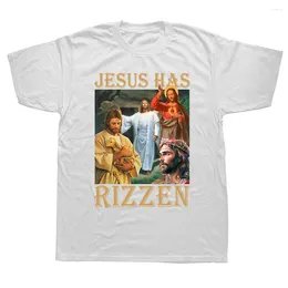 Men's T Shirts Jesus Has Rizzen Shirt Retro Christian Religious Harajuku Streetwear Cotton Unisex O-neck Summer T-shirts EU Size