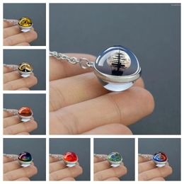 Pendant Necklaces Sun Series Necklace Double-sided Glass Ball Alloy Chain Fashionable Exquisite Gifts To Friends Family