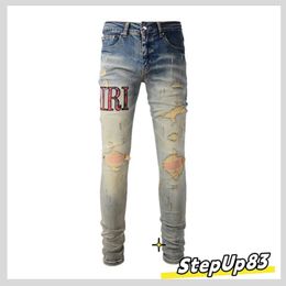 Jeans designer jeans men letter brand white black rock revival trousers biker Pants man pant Broken hole embroidery Size 2840 Quality t