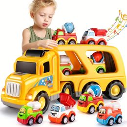 Die-casting Transport Truck Car Engineering Vehicle Mixer Transport Truck Toy Set Children's Education Dolls Christmas Gift 240103