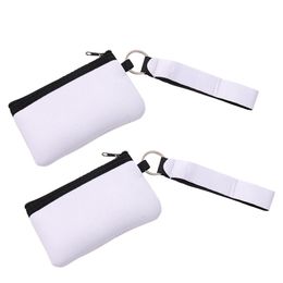 Sublimation Blank Wrist Strap Card Holder Neoprene Keychain Wallet DIY Zipper Change Storage Bag