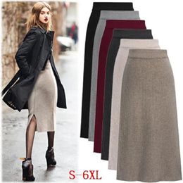 Dresses Womens Elastic Waist 6XL wool Skirts Hip Slim Long Loose Sheds Skirts Bowknot Skirts Large Size Knitted Skirts