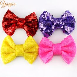 YANJIE 60pcs/lot Cute 3 Glitter Hair Clips Messy Sequin Hair Bows Barrettes Girl DIY Hair Accessories For Kids Party Headwear 240103