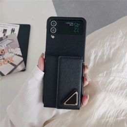 Designer Fashion Card Holder Luxury Leather Phone Case For Samsung Galaxy Z Flip 5 4 3 5G Z fold 5 4 3 Z fold3 4 Gift Shockproof Protective mobile phone shell 82316