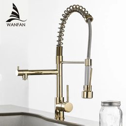 Kitchen Faucets Gold Torneira Para Cozinha Faucet for Kitchen Sink Single Pull Out Spring Spout Mixers Cold Water Tap 866021 240103
