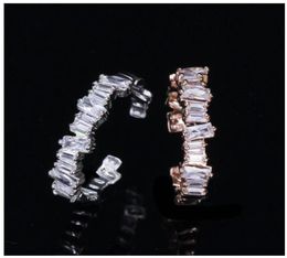 Wedding Rings Fashion Luxury Cubic Zircon Baguette Ring Engagement Adjustable For Women Glitter Elegant Hand Made J00693561485
