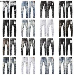 Men's Jeans Mens Designer Purple Jeans Biker Slim Fit Motorcycle Bikers Denim for Mens Rinsing Make Old Hip Hop Womens Street Fashion Mans Black Pants Purple Jeans 3847