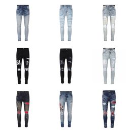 Designer di luxurys jeans angosciata francese moda pierre dritto maschile ho buco stretch denim jean casual uomini pantaloni magri elasticit nuovo stile