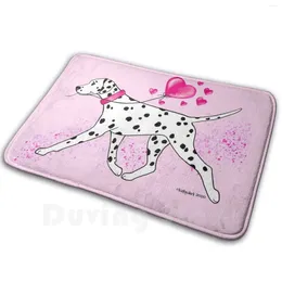 Carpets Dalmatian & Hearts Mat Rug Carpet Anti-Slip Floor Mats Bedroom Cute Dog Valentine Dalentine