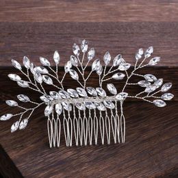 Hair Clips Bride Wedding Combs Rhinestone Leaf Hairpins Side Headbands Sparkly Crystal Hairbands Jewelry Accessories