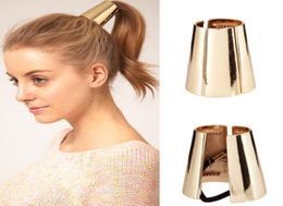 WholeEssential Retail New 2015 Jewellery Metal Big GoldSilver Plated Elastic Ponytail Holder Hair ringHeadbands Hair Accesso7528714