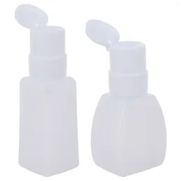 Storage Bottles 2 Pcs Nail Polish Remover Bottle Travel Pump Empty Press Glass Alcohol Dispenser Plastic