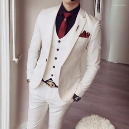 Men's Suits Slim Fit Business For Wedding 3 Piece Groom Tuxedo With Vest Pants Prom Fashion Suit Jacket 2024