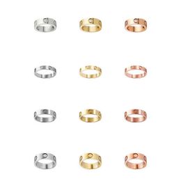 Band Love Ring Designer Jewellery 4mm 6mm Rose Gold Silver Plated Titanium Steel Diamond Fashion luxury Classic designer rings for Women woman Mens man Lovers couples