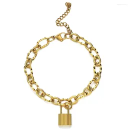 Charm Bracelets MinaMaMa Style Stainless Steel Chain Padlock For Women Men Hip Hop Jewelry