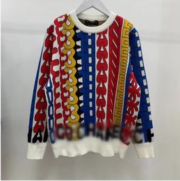 Women's luxury long sleeves round neck Sweaters warm knitted Designer spning autumn printed Colourful LetteR-C style jumper Sweater jacket for woman