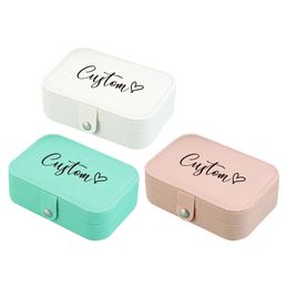 Custom Jewellery Box with Initial and Name Travel Case Organiser Bridesmaid Gifts for Women RectangularHeart 240103
