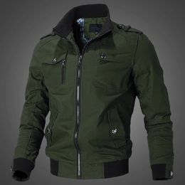Spring and Autumn Workwear Flight Jacket Men's Thin Casual Top Coat Air Force Standing Collar Coat 240103