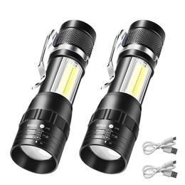 Mini LED Flashlight With Pen Clip: Portable USB Rechargeable Zoomable Torch for Outdoor Waterproof Camping & Hiking