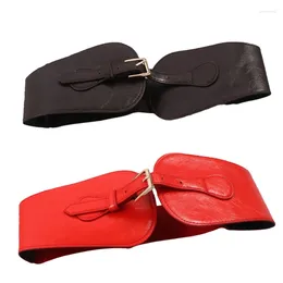 Belts Retro Elastic PU Leather Belt Stretchy Wide Waist With Alloy Buckle