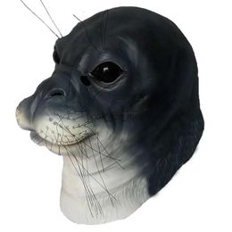 Masks New Cute Animal Latex Mask Realistic Overhead Aquatic SEAL Masks Fancy Props Cosplay Party Fancy Dress HKD230810