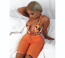 3PCS Swim Suit women print 2018 bandage bikini set fishnet shorts bathing suit pushup swimwear sexy Hollow out Beach Wear femme4703305338