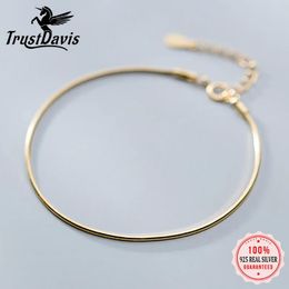 Bangle Trustdavis Minimalist Authentic Sterling Sier Fashion Simple Snake Chain Bracelets for Women Wedding S Jewellery Da1146