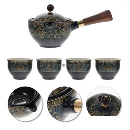 Dinnerware Sets Tea Set Teapot Ceramic Chinese Porcelain Cups Portable Side Handle Travel Cup Kettle Drop Delivery Dhwh7