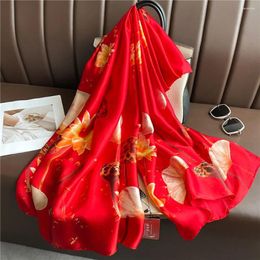 Scarves Luxury Scarf Long Big Size Travel Shawl 180X90cm Ladies Gift Flower Printing Foulard Pashmina Hijab Female Elegance Wrap