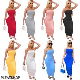 Casual Dresses Women's High Elastic Tight Tube Top Dress Sleeveless Long Slim Vestidos Robe Women Clothes