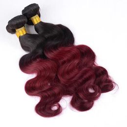 Weaves Malaysian Virgin Hair Body Wave 3Pcs Natural Black 1B/Burgundy 100% Unprocessed Remy Human Hair Weaves Cheap Indian Virgin Hair Ex