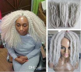 12 Packs Full Head Two Tone Marley Braids Hair 20inch Grey Color Ombre Color Synthetic Hair Extensions Kinky Braiding 3570409