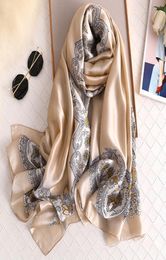 Luxury Silk Scarf Women Vintage Paisley Print Pashmina Femme Muslim Turkish Hijab Evening Dresses Silk Head Scarf Shawl Foulard Y22820556