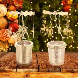 Candle Holders 2 Pcs Props Revolving Lantern Holder Girl Tea Lights Carousel Candlestick Iron Table Decorative