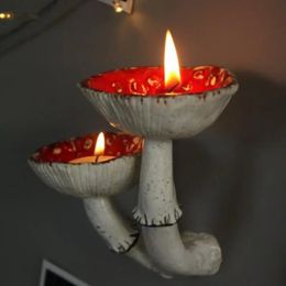 Mushroom Candle Holder Room Decor Wall Hanging Home Bathroom Accessories Decorative Trays Sculptures and Figurines 240103