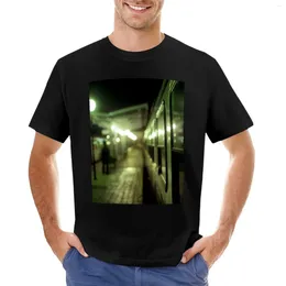 Men's Tank Tops Old Train At Night In Empty Station Green Square Hasselblad Medium Format Film Analogue Pograph T-Shirt