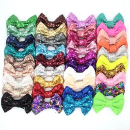 50Pcs/Lot 75 Colours Glitter 4 Sequin Messy Bows Kids DIY Headwear Hair Clips Children Headband Girls Wholesale Hair Accessories 240103